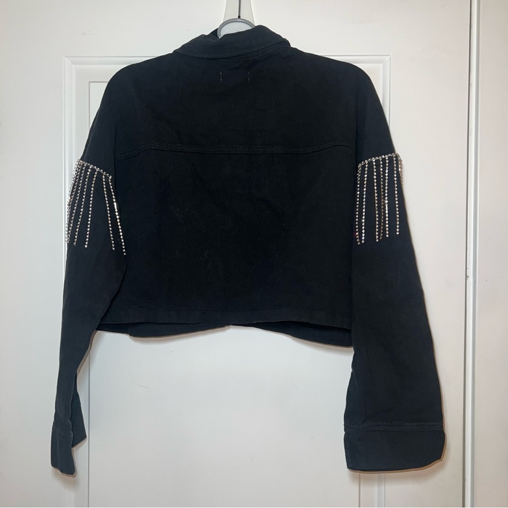 Forever 21 Rhinestone Fringe Trucker Jacket Size L - Picture 6 of 7